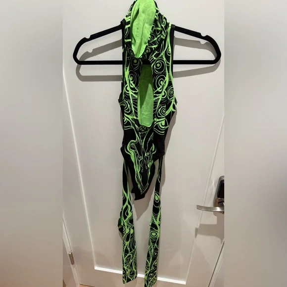 NWOT Badinka Necrowaves Green Cut-Out Catsuit - Picture 5 of 6